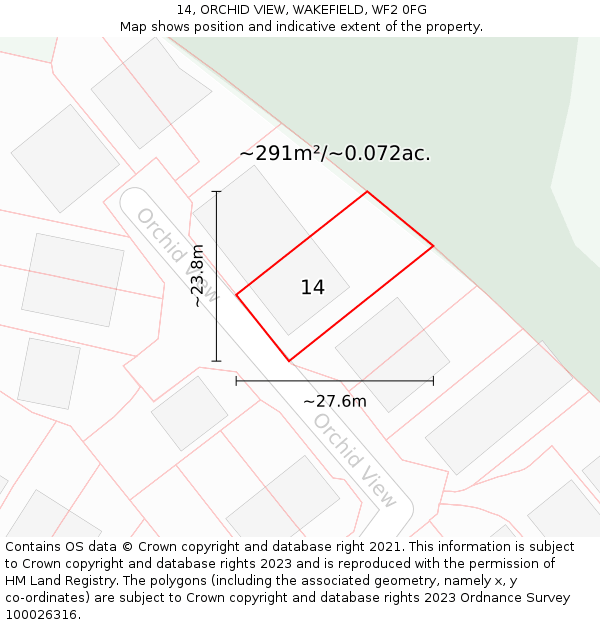 14, ORCHID VIEW, WAKEFIELD, WF2 0FG: Plot and title map