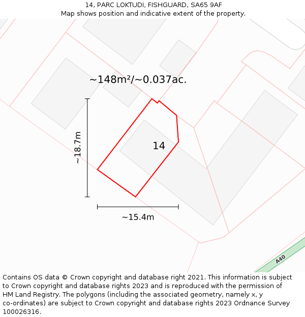 14, PARC LOKTUDI, FISHGUARD, SA65 9AF: Plot and title map