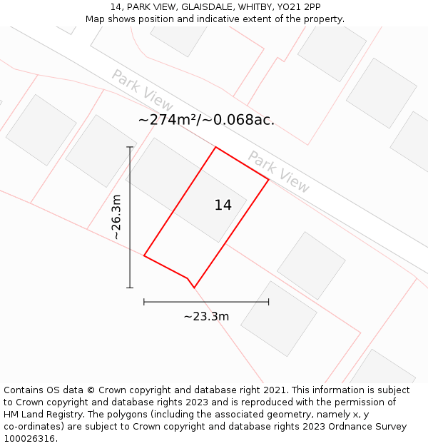 14, PARK VIEW, GLAISDALE, WHITBY, YO21 2PP: Plot and title map