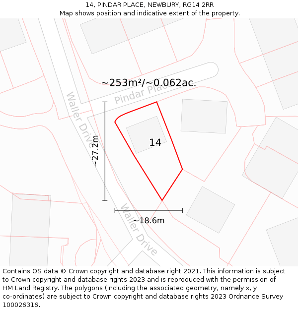 14, PINDAR PLACE, NEWBURY, RG14 2RR: Plot and title map