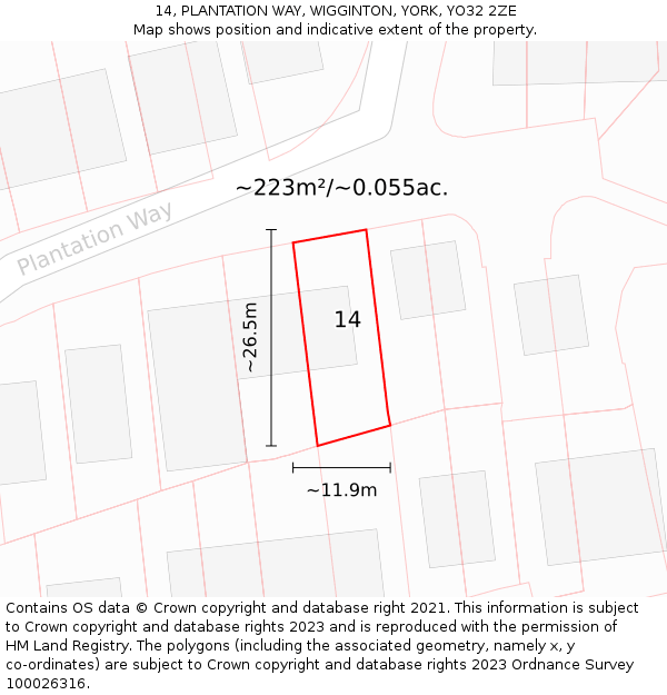 14, PLANTATION WAY, WIGGINTON, YORK, YO32 2ZE: Plot and title map