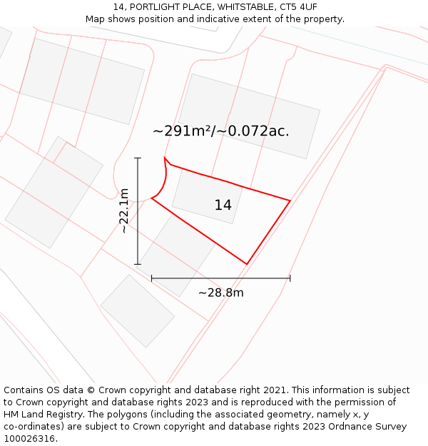 14, PORTLIGHT PLACE, WHITSTABLE, CT5 4UF: Plot and title map