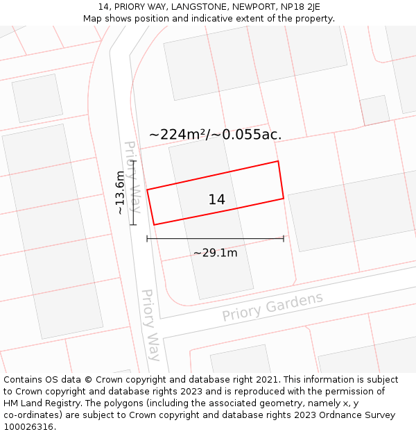 14, PRIORY WAY, LANGSTONE, NEWPORT, NP18 2JE: Plot and title map