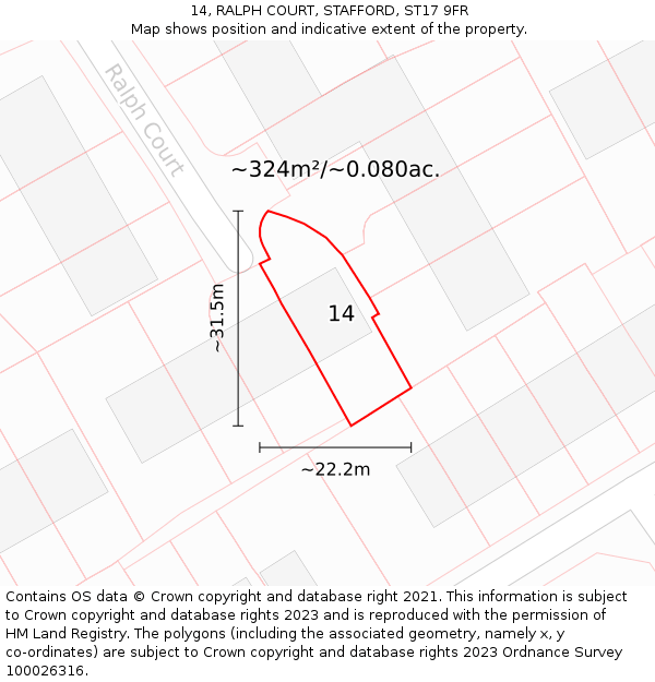 14, RALPH COURT, STAFFORD, ST17 9FR: Plot and title map