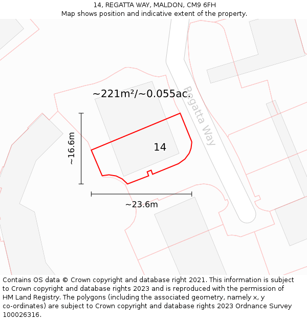 14, REGATTA WAY, MALDON, CM9 6FH: Plot and title map