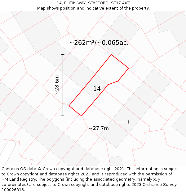 14, RHEIN WAY, STAFFORD, ST17 4XZ: Plot and title map