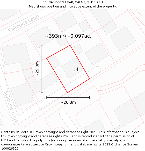 14, SALMONS LEAP, CALNE, SN11 9EU: Plot and title map