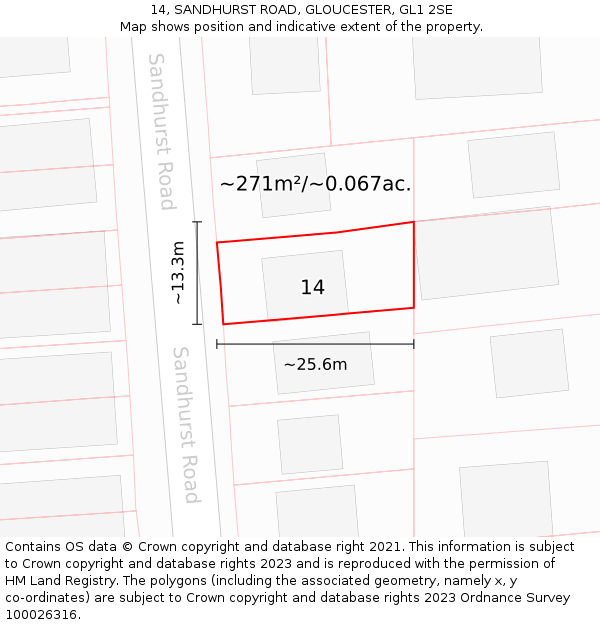 14, SANDHURST ROAD, GLOUCESTER, GL1 2SE: Plot and title map