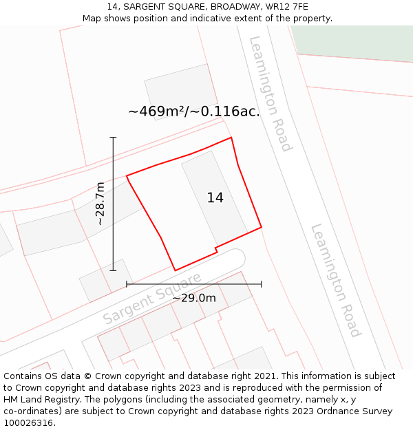 14, SARGENT SQUARE, BROADWAY, WR12 7FE: Plot and title map