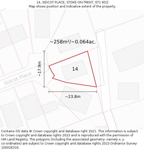 14, SIDCOT PLACE, STOKE-ON-TRENT, ST1 6DZ: Plot and title map