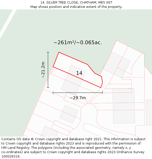 14, SILVER TREE CLOSE, CHATHAM, ME5 9ST: Plot and title map