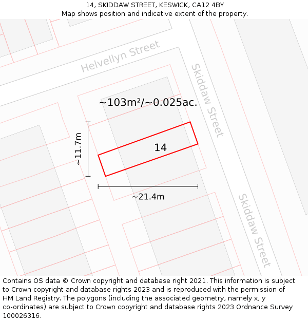 14, SKIDDAW STREET, KESWICK, CA12 4BY: Plot and title map