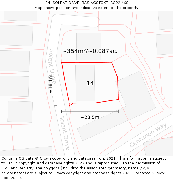 14, SOLENT DRIVE, BASINGSTOKE, RG22 4XS: Plot and title map