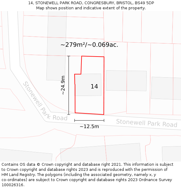 14, STONEWELL PARK ROAD, CONGRESBURY, BRISTOL, BS49 5DP: Plot and title map