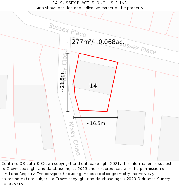 14, SUSSEX PLACE, SLOUGH, SL1 1NR: Plot and title map