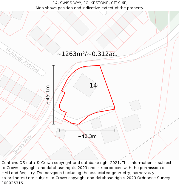14, SWISS WAY, FOLKESTONE, CT19 6PJ: Plot and title map