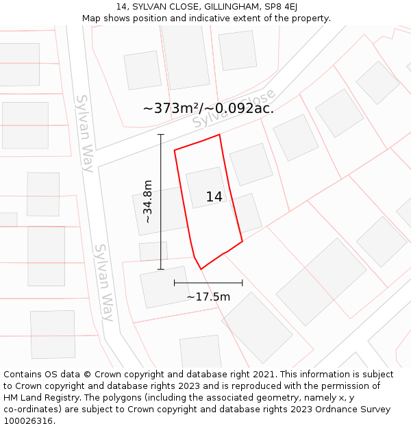 14, SYLVAN CLOSE, GILLINGHAM, SP8 4EJ: Plot and title map