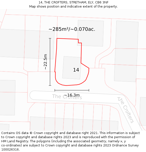 14, THE CROFTERS, STRETHAM, ELY, CB6 3NF: Plot and title map