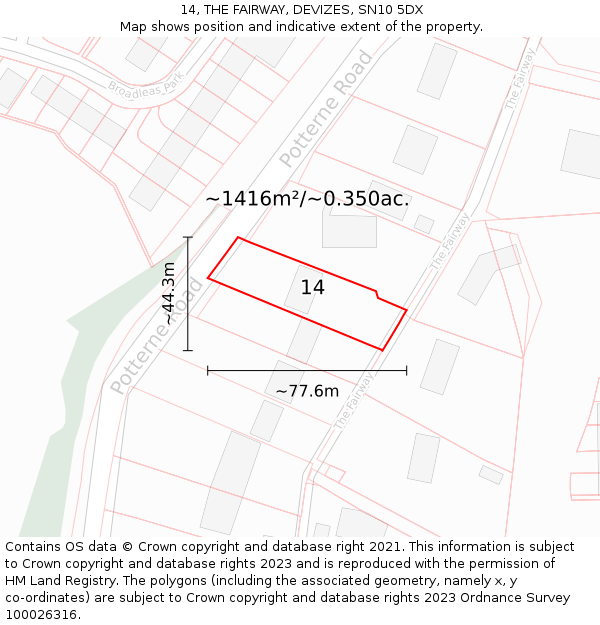 14, THE FAIRWAY, DEVIZES, SN10 5DX: Plot and title map