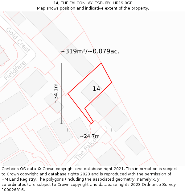 14, THE FALCON, AYLESBURY, HP19 0GE: Plot and title map