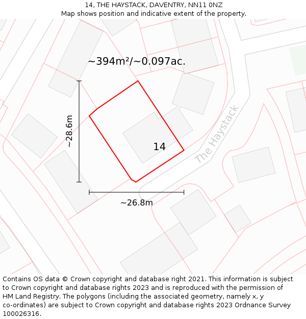 14, THE HAYSTACK, DAVENTRY, NN11 0NZ: Plot and title map