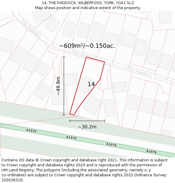 14, THE PADDOCK, WILBERFOSS, YORK, YO41 5LZ: Plot and title map