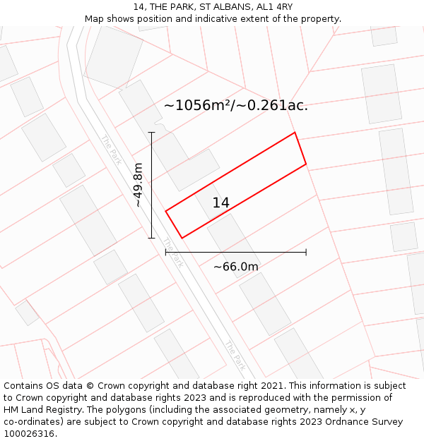 14, THE PARK, ST ALBANS, AL1 4RY: Plot and title map