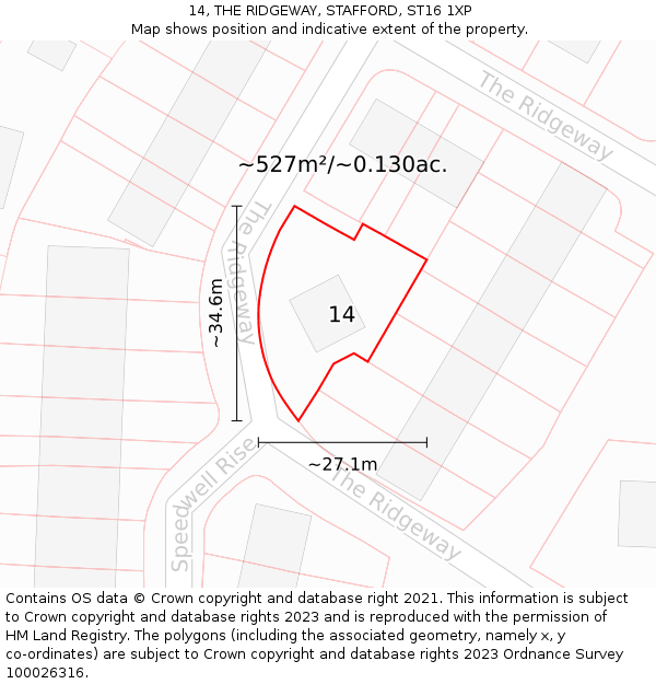 14, THE RIDGEWAY, STAFFORD, ST16 1XP: Plot and title map