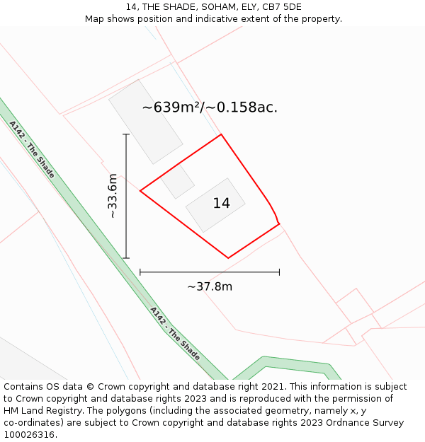 14, THE SHADE, SOHAM, ELY, CB7 5DE: Plot and title map