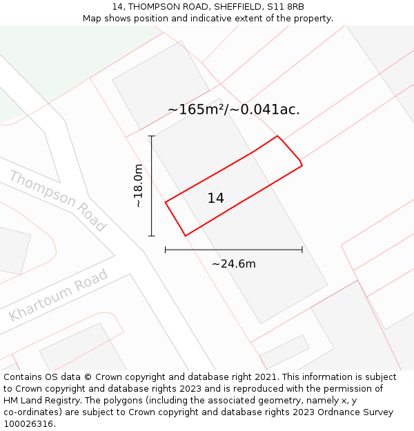 14, THOMPSON ROAD, SHEFFIELD, S11 8RB: Plot and title map