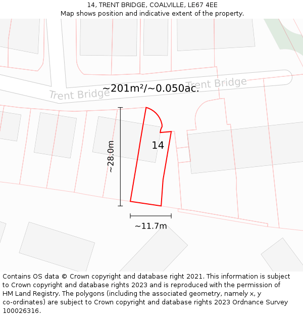14, TRENT BRIDGE, COALVILLE, LE67 4EE: Plot and title map