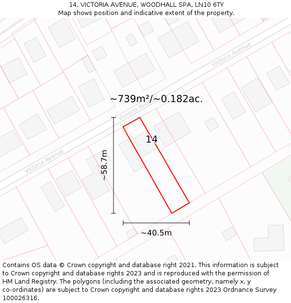 14, VICTORIA AVENUE, WOODHALL SPA, LN10 6TY: Plot and title map