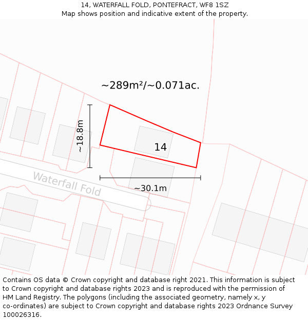 14, WATERFALL FOLD, PONTEFRACT, WF8 1SZ: Plot and title map