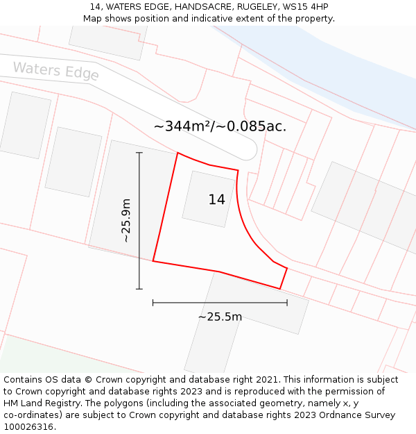14, WATERS EDGE, HANDSACRE, RUGELEY, WS15 4HP: Plot and title map