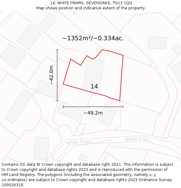 14, WHITE FRIARS, SEVENOAKS, TN13 1QG: Plot and title map