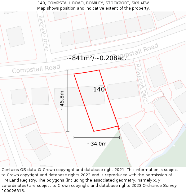 140, COMPSTALL ROAD, ROMILEY, STOCKPORT, SK6 4EW: Plot and title map