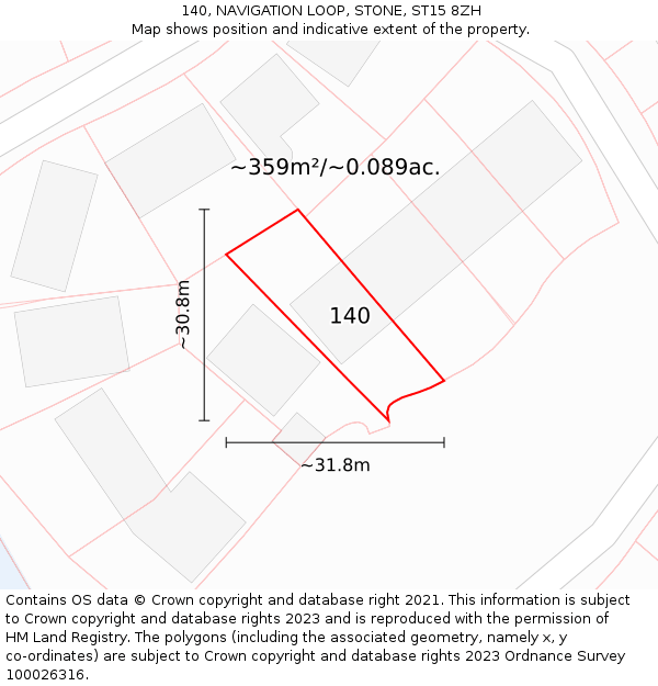 140, NAVIGATION LOOP, STONE, ST15 8ZH: Plot and title map