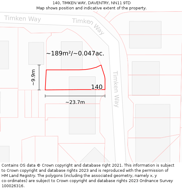 140, TIMKEN WAY, DAVENTRY, NN11 9TD: Plot and title map