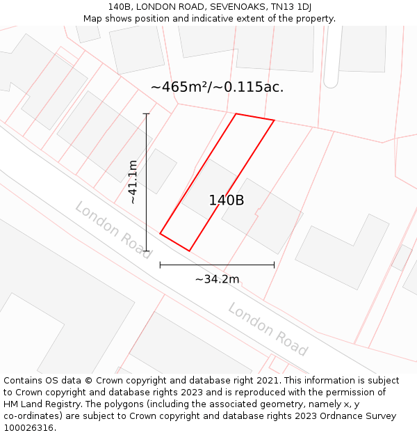 140B, LONDON ROAD, SEVENOAKS, TN13 1DJ: Plot and title map