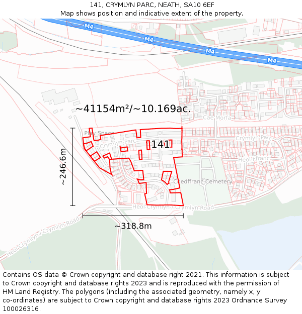 141, CRYMLYN PARC, NEATH, SA10 6EF: Plot and title map