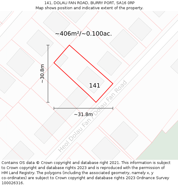 141, DOLAU FAN ROAD, BURRY PORT, SA16 0RP: Plot and title map