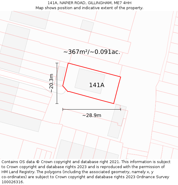141A, NAPIER ROAD, GILLINGHAM, ME7 4HH: Plot and title map