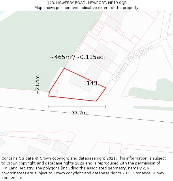 143, LISWERRY ROAD, NEWPORT, NP19 9QR: Plot and title map