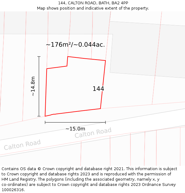 144, CALTON ROAD, BATH, BA2 4PP: Plot and title map