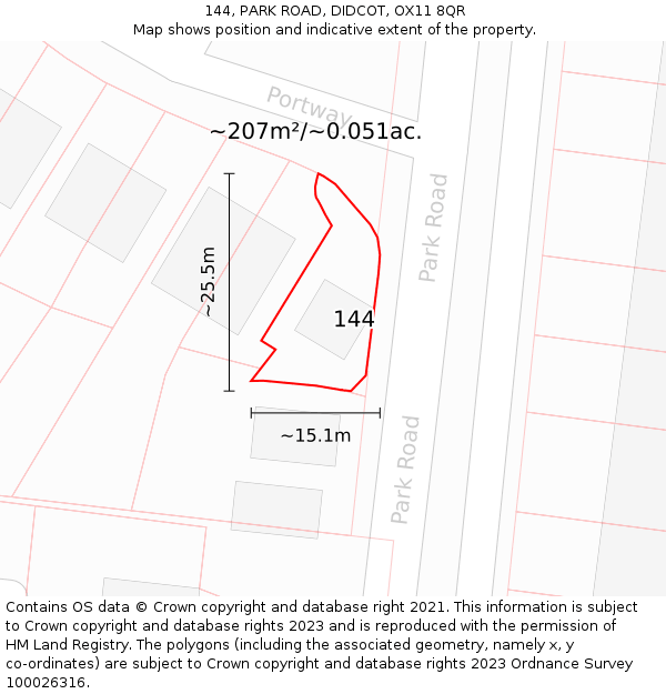 144, PARK ROAD, DIDCOT, OX11 8QR: Plot and title map
