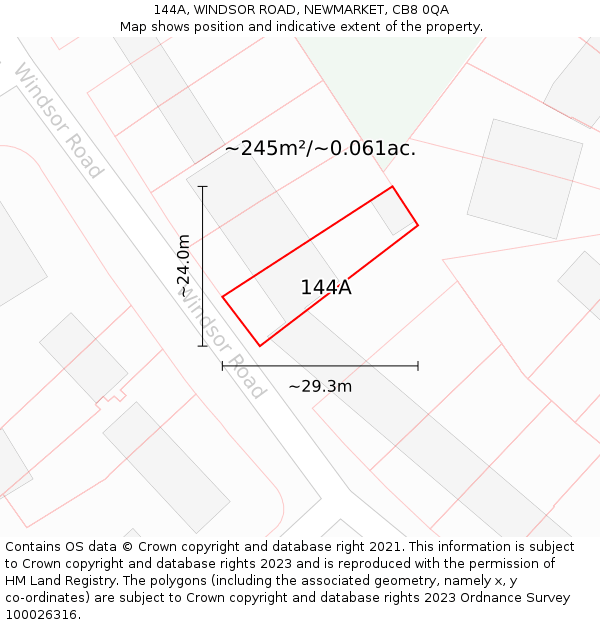 144A, WINDSOR ROAD, NEWMARKET, CB8 0QA: Plot and title map