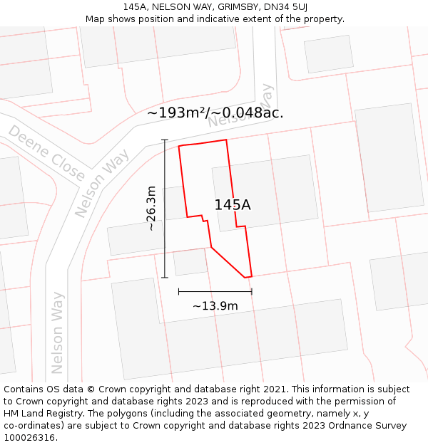 145A, NELSON WAY, GRIMSBY, DN34 5UJ: Plot and title map