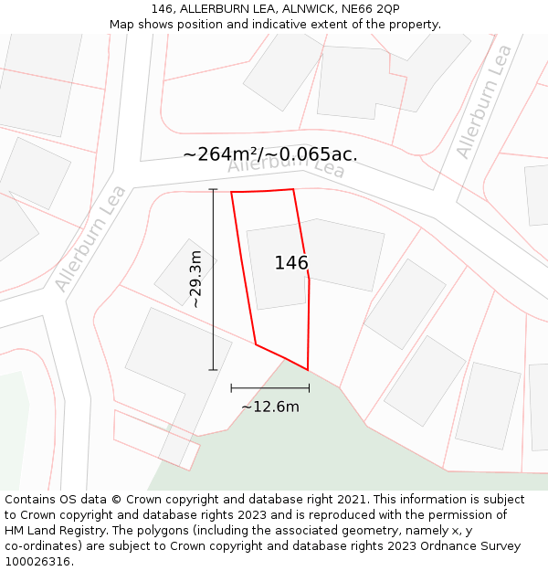 146, ALLERBURN LEA, ALNWICK, NE66 2QP: Plot and title map