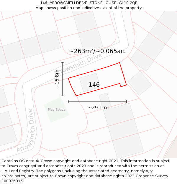 146, ARROWSMITH DRIVE, STONEHOUSE, GL10 2QR: Plot and title map