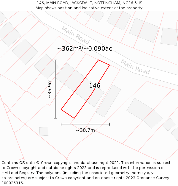 146, MAIN ROAD, JACKSDALE, NOTTINGHAM, NG16 5HS: Plot and title map